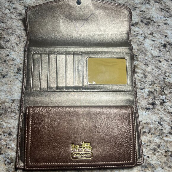 Coach Maggie #14313 Metallic Bronze Leather Bag & Wallet - Picture 12 of 16